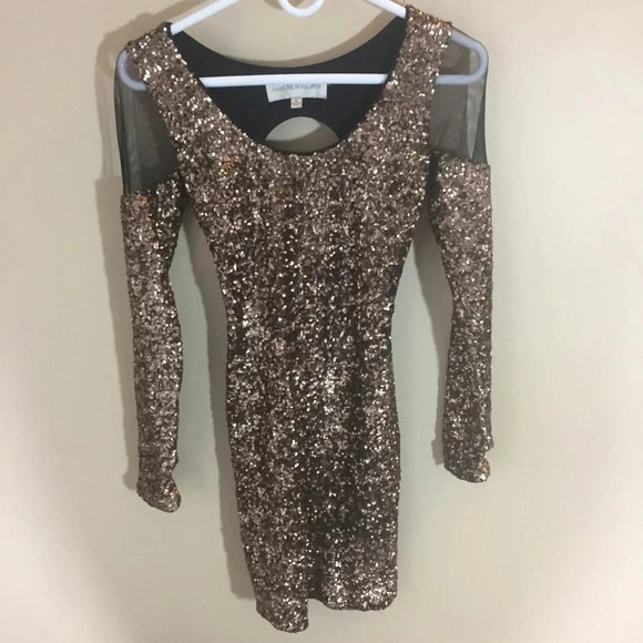 Dress the Population Jaden Mesh Sequin Dress Sz S - Picture 2 of 6